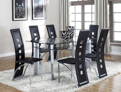 Echo Black-Gray Glass-Top Dining Set