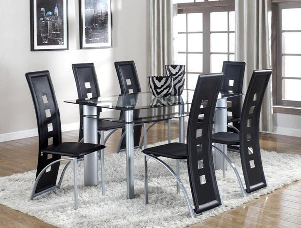 Echo Black-Gray Glass-Top Dining Set