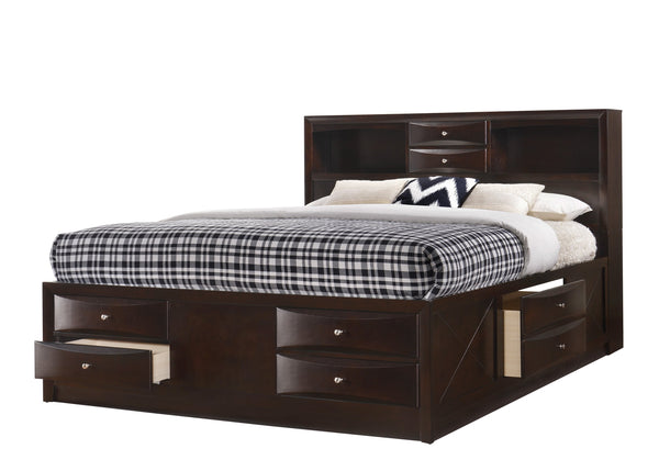 Emily Dark Cherry King Storage Platform Bed
