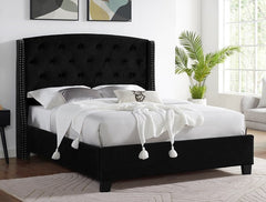 Eva Black Upholstered Queen Bed