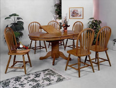 Farmhouse Dark Oak Extendable Oval Dining Set