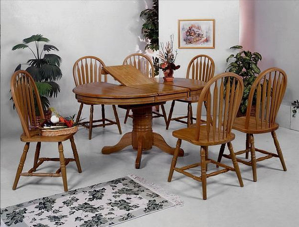 Farmhouse Dark Oak Extendable Oval Dining Set
