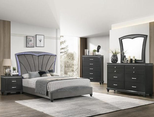 Frampton Gray Queen LED Platform Bed