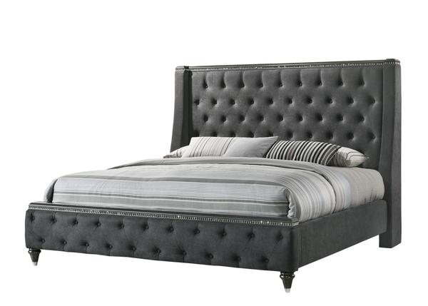 Giovani Dark Gray King Panel Bed