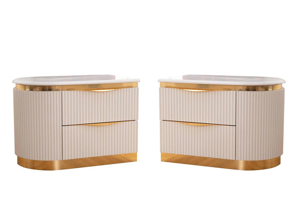 LAURA Glam Contemporary Luxury White & Gold Bedroom Set by Galaxy Furniture