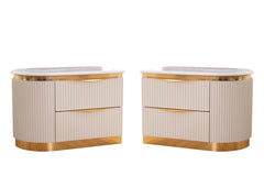 LAURA Glam Contemporary Luxury White & Gold Bedroom Set by Galaxy Furniture