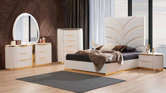 LAURA Glam Contemporary Luxury White & Gold Bedroom Set by Galaxy Furniture