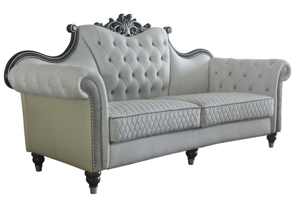 Acme Furniture House Delphine Leather Sofa in Ivory 58830