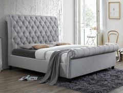 Kate Gray Upholstered King Sleigh Platform Bed