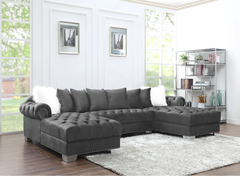 Kim Gray Velvet Double Chaise Sectional