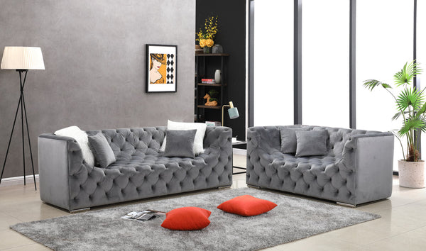 Kylie Velvet Gray Living Room Set
