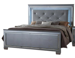 Lillian Silver LED Queen Panel Bed