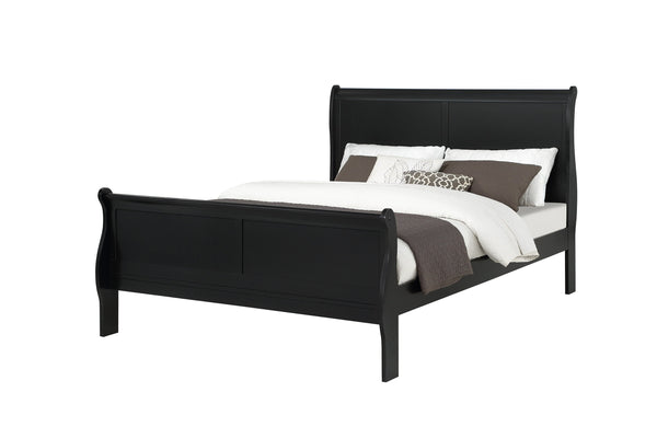 Louis Philip Black King Sleigh Bed
