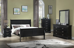  Louis Philip Black Sleigh Bedroom Set
