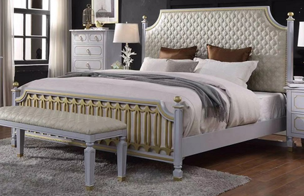 Acme Furniture House Marchese King Low Post Bed in Pearl Gray 28887EK