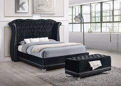 Luxor Black Velvet King Platform Bed