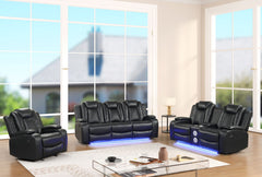 Luz Black 3-Piece Reclining Living Room Set