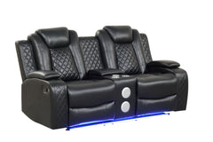 Luz Black 3-Piece Reclining Living Room Set