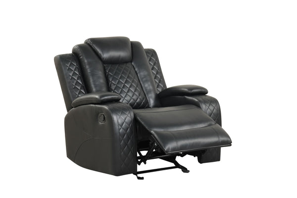 Luz Black 3-Piece Reclining Living Room Set