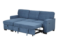 Marcos Blue Sectional With Pull-Out Bed