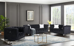 Prince Velvet Black Living Room Set