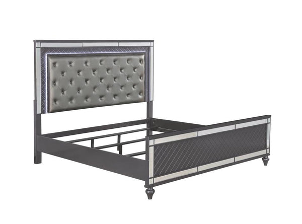 Refino Gray LED Queen Panel Bed