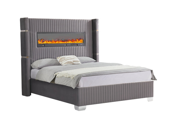 Romance Gray Queen Platform Bed