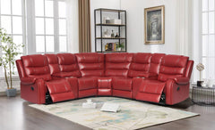 Rose Red Leather Reclining Sectional