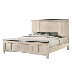 Sawyer Antique White-Brown Panel Bedroom Set
