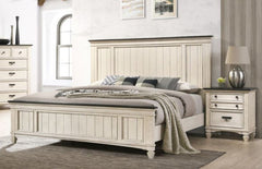 Sawyer Antique White-Brown Panel Bedroom Set
