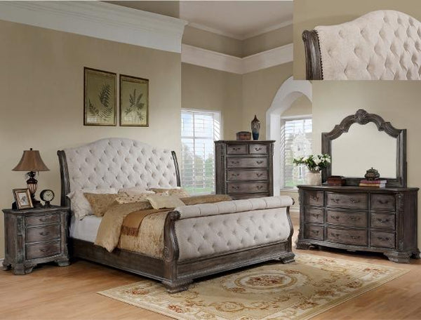 Sheffield Antique Gray King Sleigh Bed
