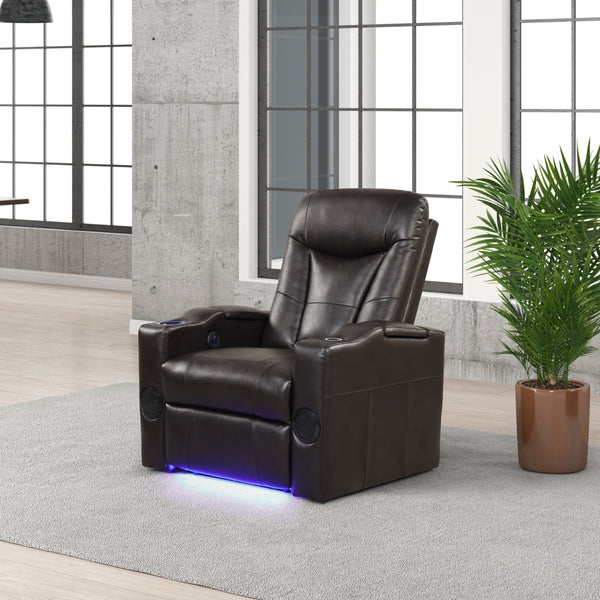 Topgun Espresso LED Power Recliner with Bluetooth Speaker