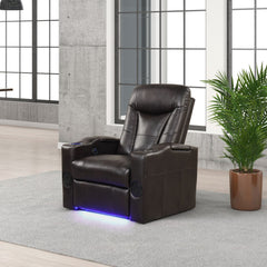 Topgun Espresso LED Power Recliner with Bluetooth Speaker