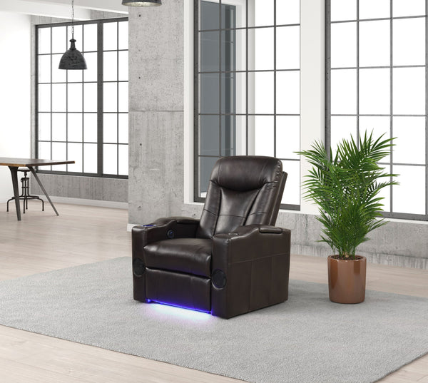 Topgun Espresso LED Power Recliner with Bluetooth Speaker