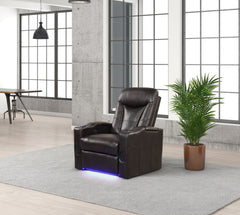 Topgun Espresso LED Power Recliner with Bluetooth Speaker
