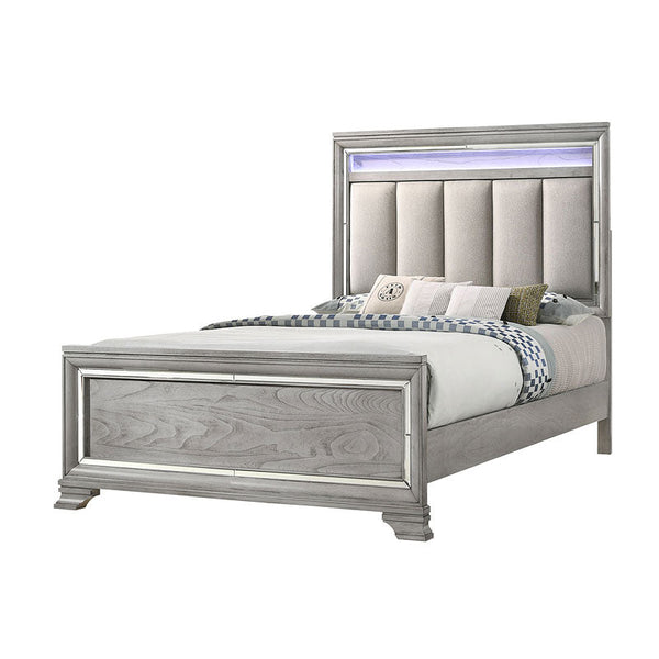 Vail Gray LED Queen Panel Bed