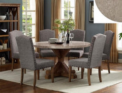 Vesper Brown-Gray Real Marble Round Dining Set